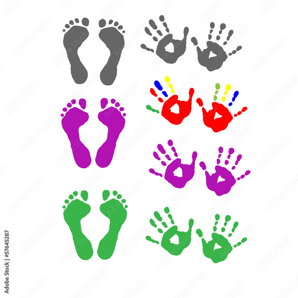 Set foot prints and palm prints Set foot prints and palm prints