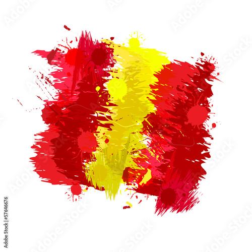 Colored splashes in abstract shape, Spanish flag