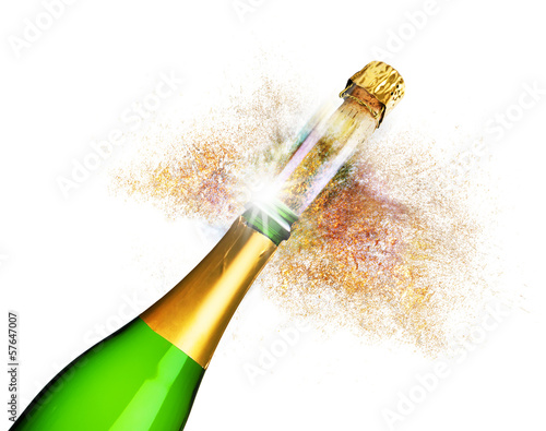 Sektflasche mit fliegendem Korken