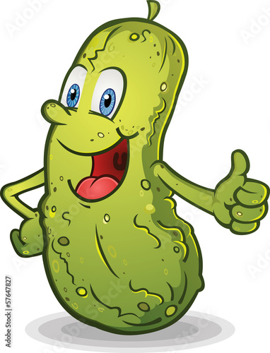 Smiling Thumbs Up Pickle Cartoon Character