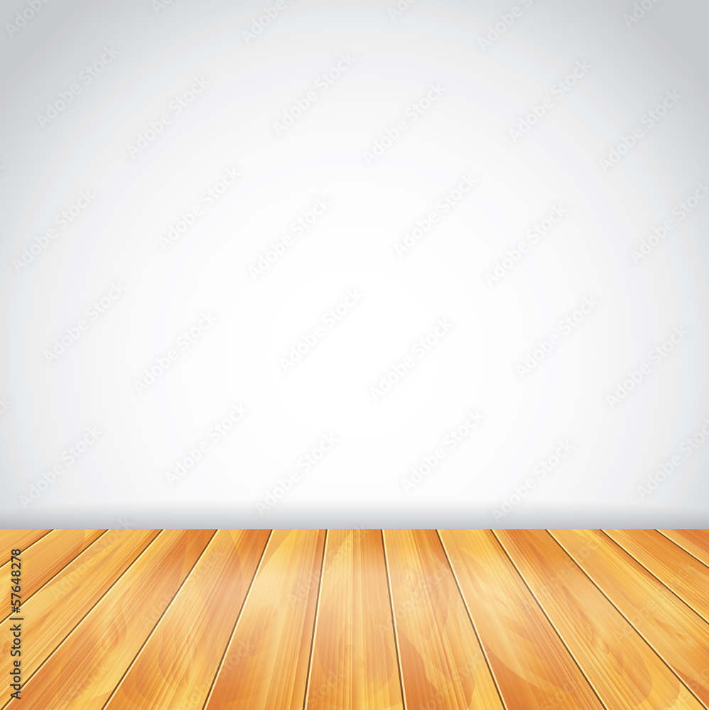 White wall and wood floor, vector background White wall and wood floor, vector background