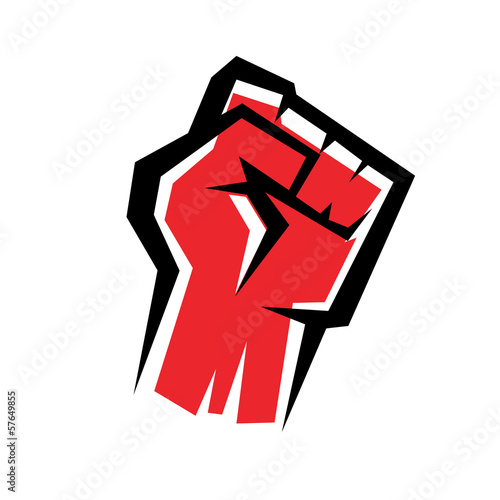 fist stylized vector icon, revolution concept