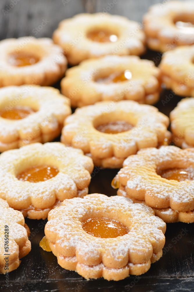 Macro shot of delicious jam cookies-Linzers Macro shot of delicious jam cookies-Linzers