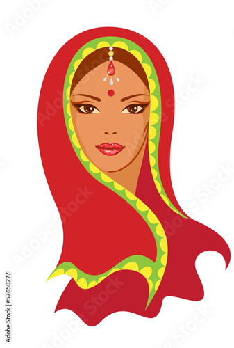 Vector  illustration of  Indian woman