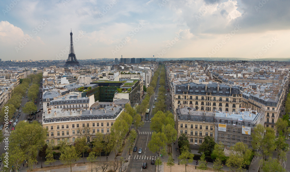 Eiffel Tower Left and Paris Skyline, Landscape