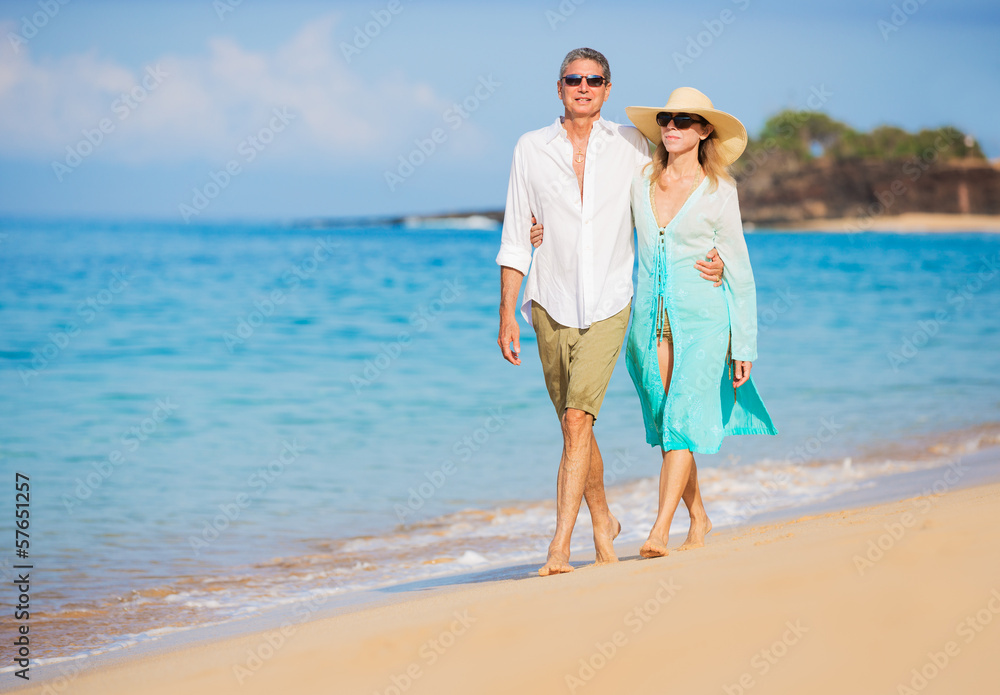 Romantic Couple Walking on the Beach Romantic Couple Walking on the Beach