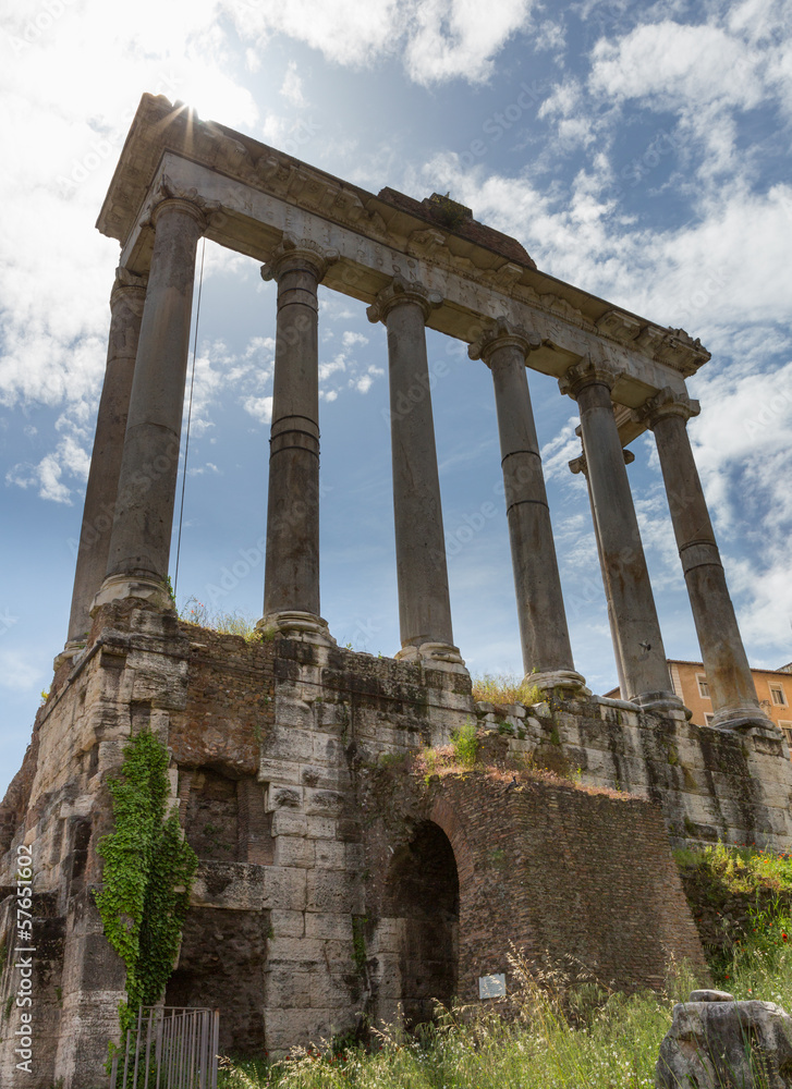 Columns at the Forum Ruins Sunbeams