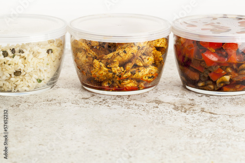 dinner meal in glass containers photo