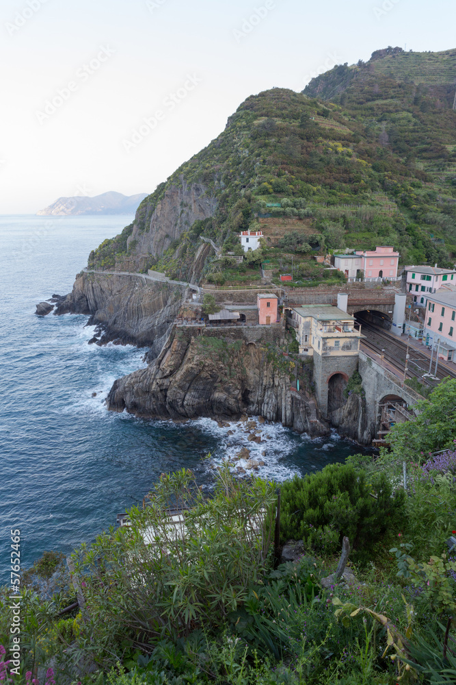 Cinque Terre Cliffs with Train Track