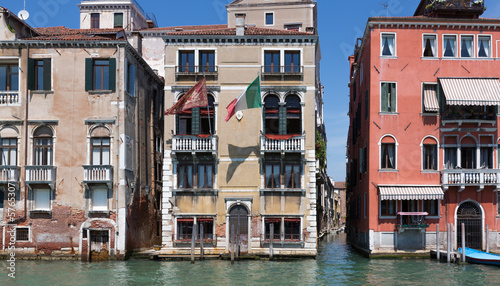 Closeup of Building along Grand Canal Venice