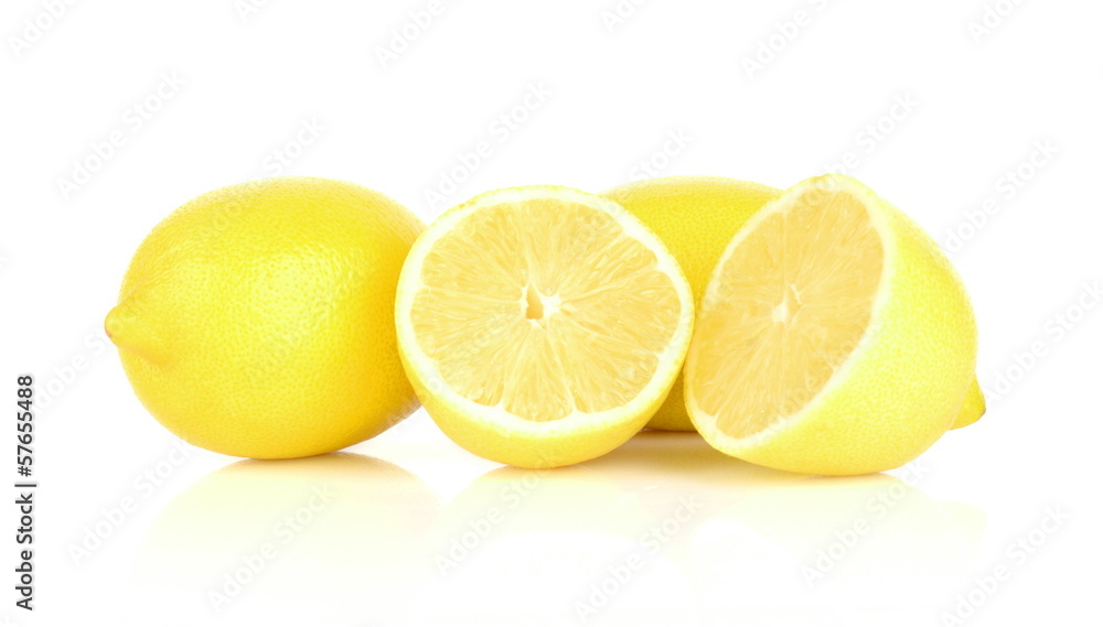 Few lemons isolated on white