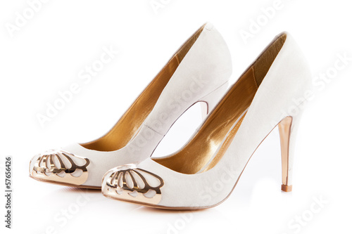 Woman shoes isolated on white. Nice woman shoes