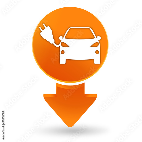 voiture électrique sur signet orange
