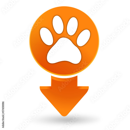 empreinte de chien sur signet orange