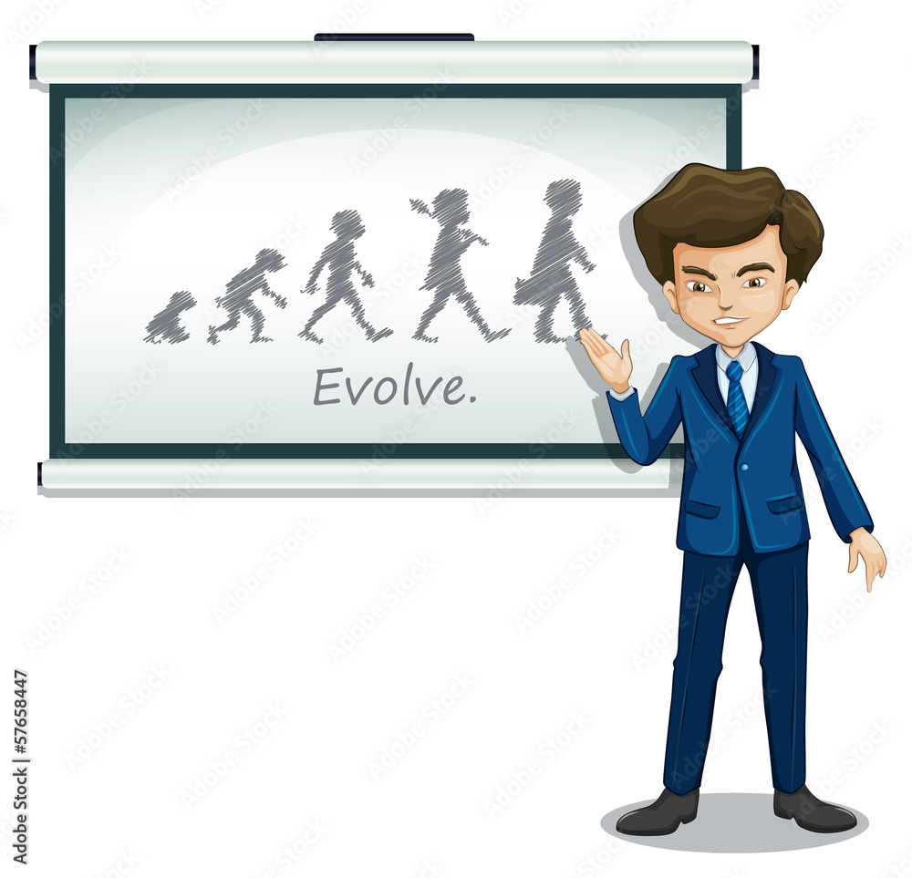 A gentleman explaining the evolution of humans A gentleman explaining the evolution of humans