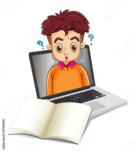 A stressed businessman inside a laptop