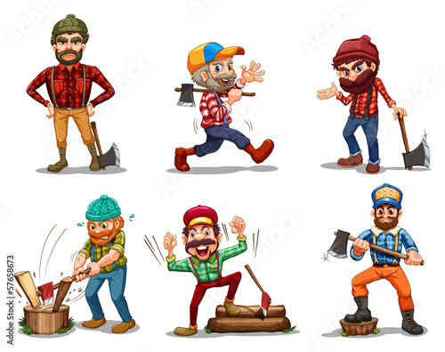 Six men with axes