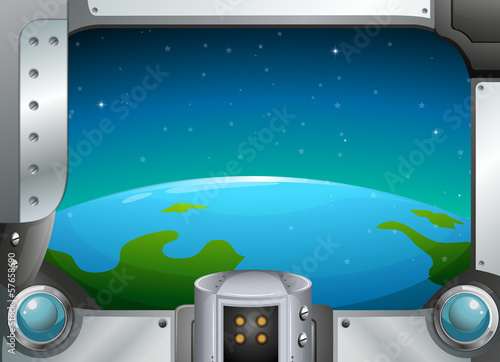 A metal frame showing the outer part of the globe