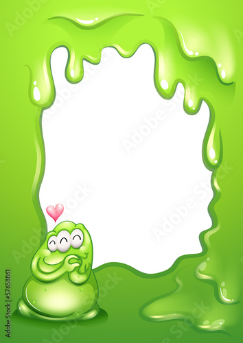 A border template with a green monster and a heart