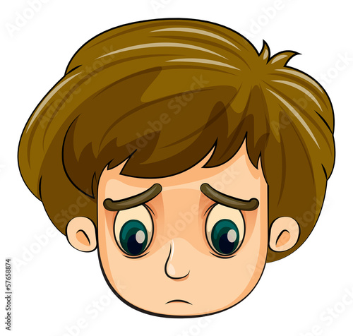 A head of a sad young boy