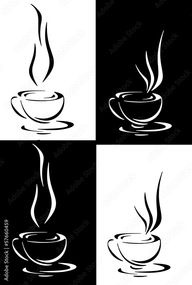 Obraz premium Coffee, tea or hot infusion of herbs, symbol and icon