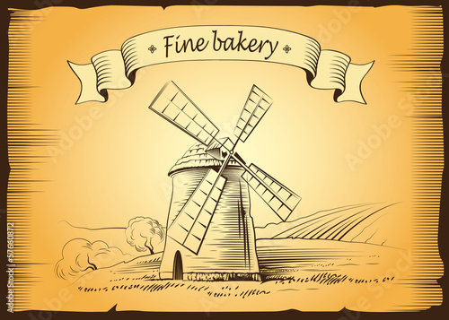 Bakery. loaf, baguette, baked goods, croissant, cupcake, bagel