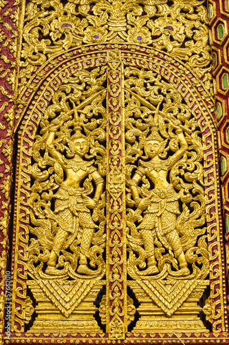 Angel at Wall sculpture on Ubosot in Wat Saen Fang , Chiangmai T