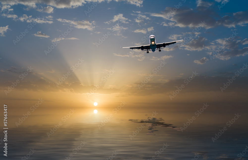 commercial jet airplane in flight commercial jet airplane in flight