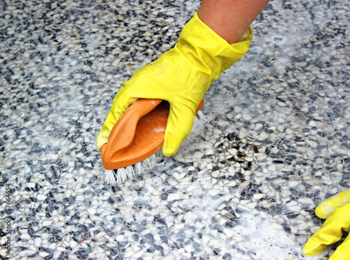 cleaning of the monument at the cemetery before All Saints Day