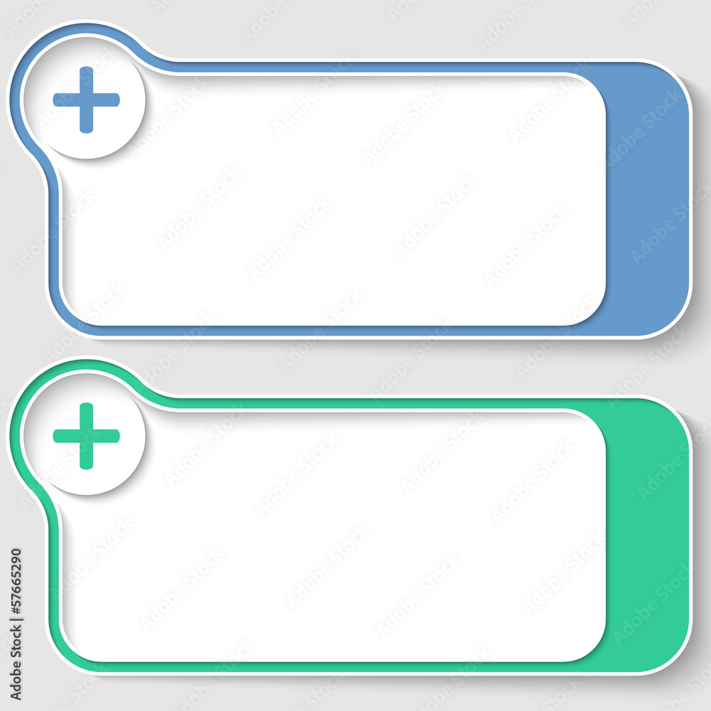 set of two abstract text frames with plus sign set of two abstract text frames with plus sign