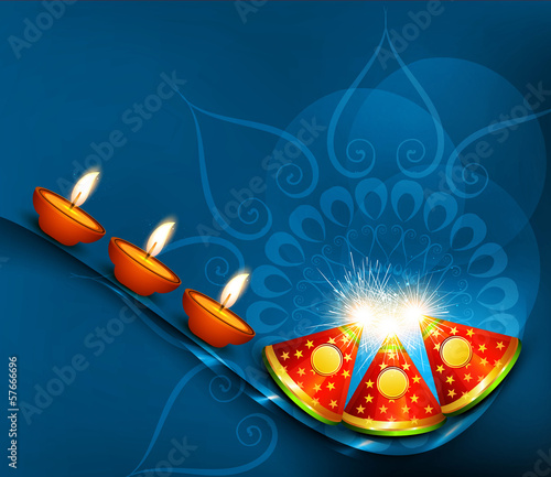 Beautiful vector happy diwali crackers colorful celebration back