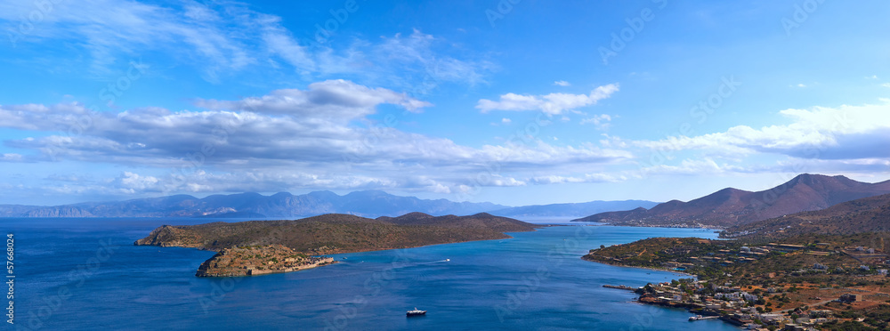 Spinalonga island and Mirabello Bay, Crete, Greece.
