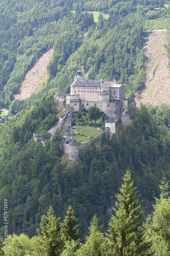 Amazing view of Alpine castle Hohenwerfen near Salzburg, Austria