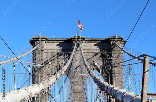 Brooklyn Bridge in Manhattan over Hudson River.