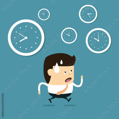 The time management, With Cartoon Businessman running