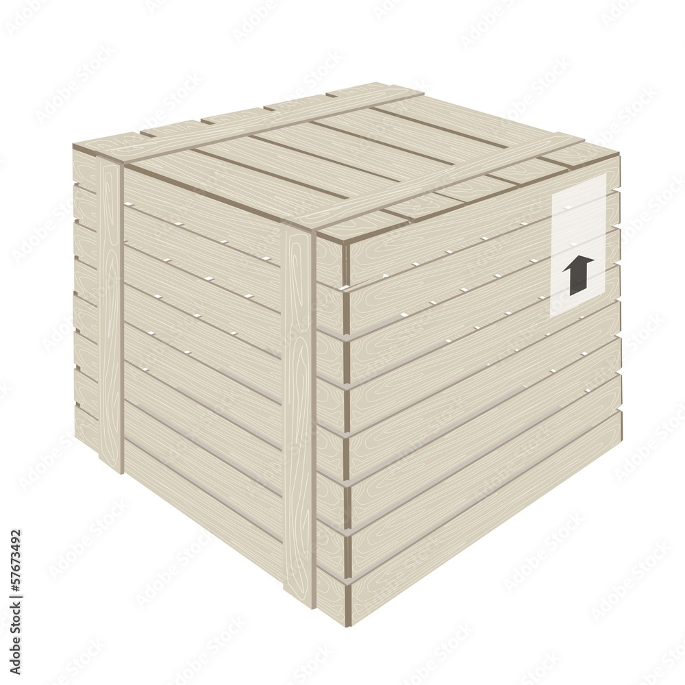 A Wooden Cargo Box on White Background A Wooden Cargo Box on White Background