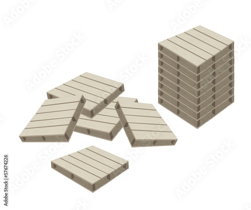 Group of Wood Pallets on White Background