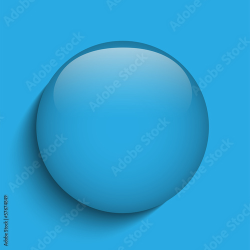 Blue Glass Circle Button on Red Background