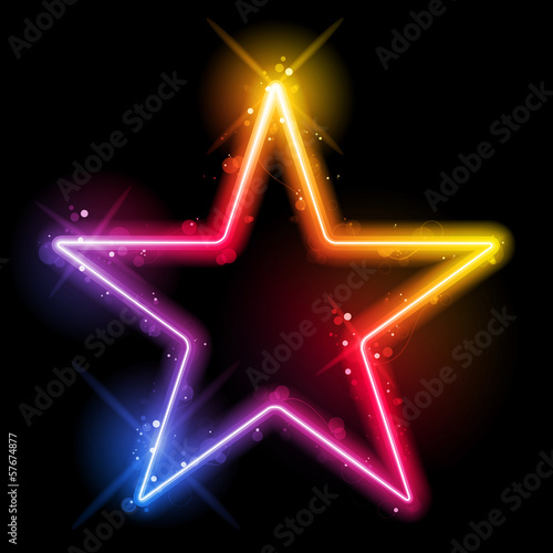 Rainbow Star Border with Sparkles and Swirls