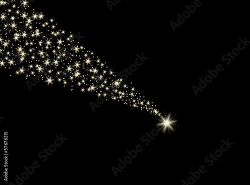 Falling star on the black background