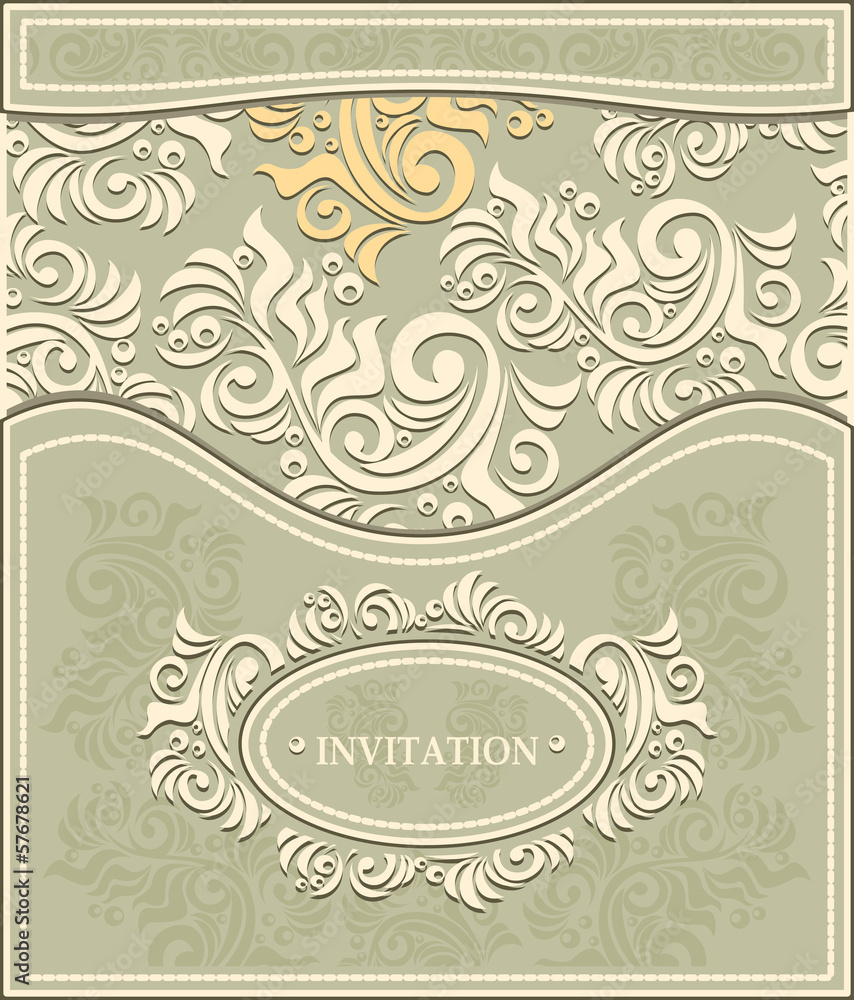 Invitation or Frame with floral background in pastel colors