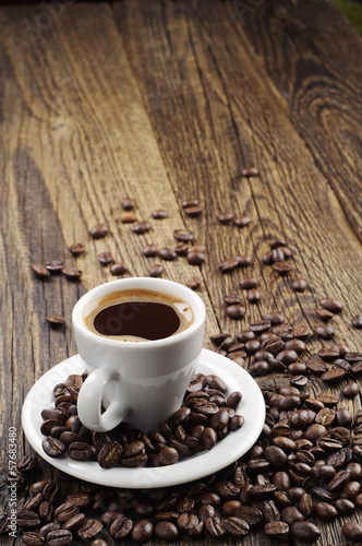 Background with cup of coffee