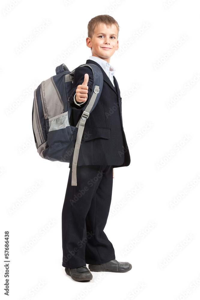 Schoolboy sitting on books Schoolboy sitting on books