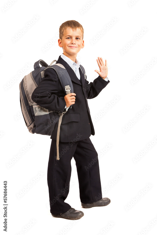 Schoolboy sitting on books Schoolboy sitting on books