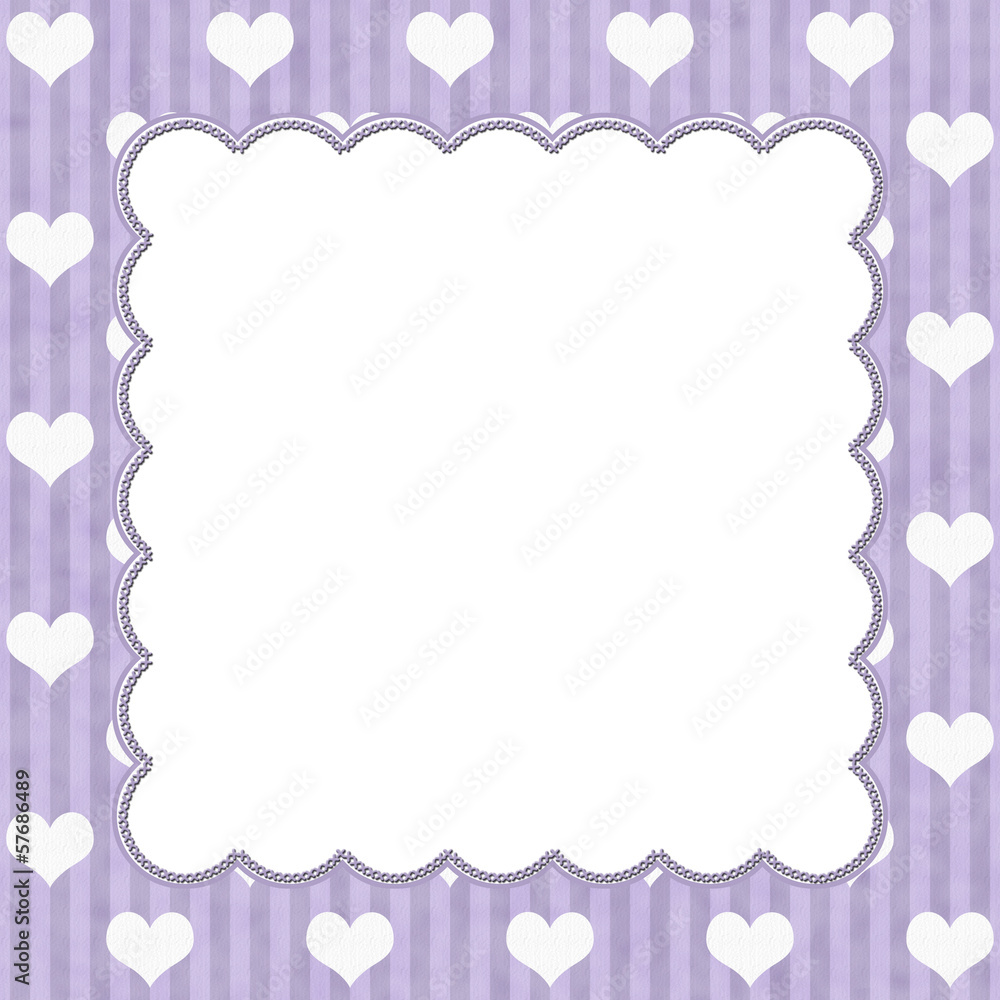 Purple Stripes and White Hearts background for your message or i Purple Stripes and White Hearts background for your message or i