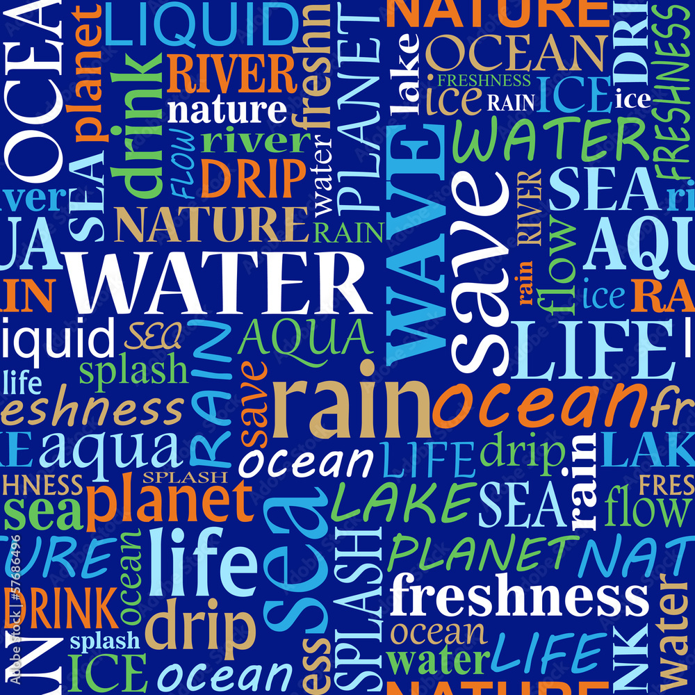 Seamless tag cloud with water words