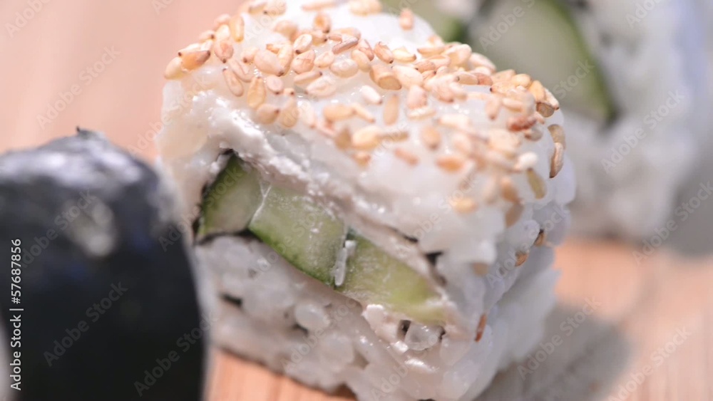 Rotating Sushi Pieces (HD Macro Video) Rotating Sushi Pieces (HD Macro Video)