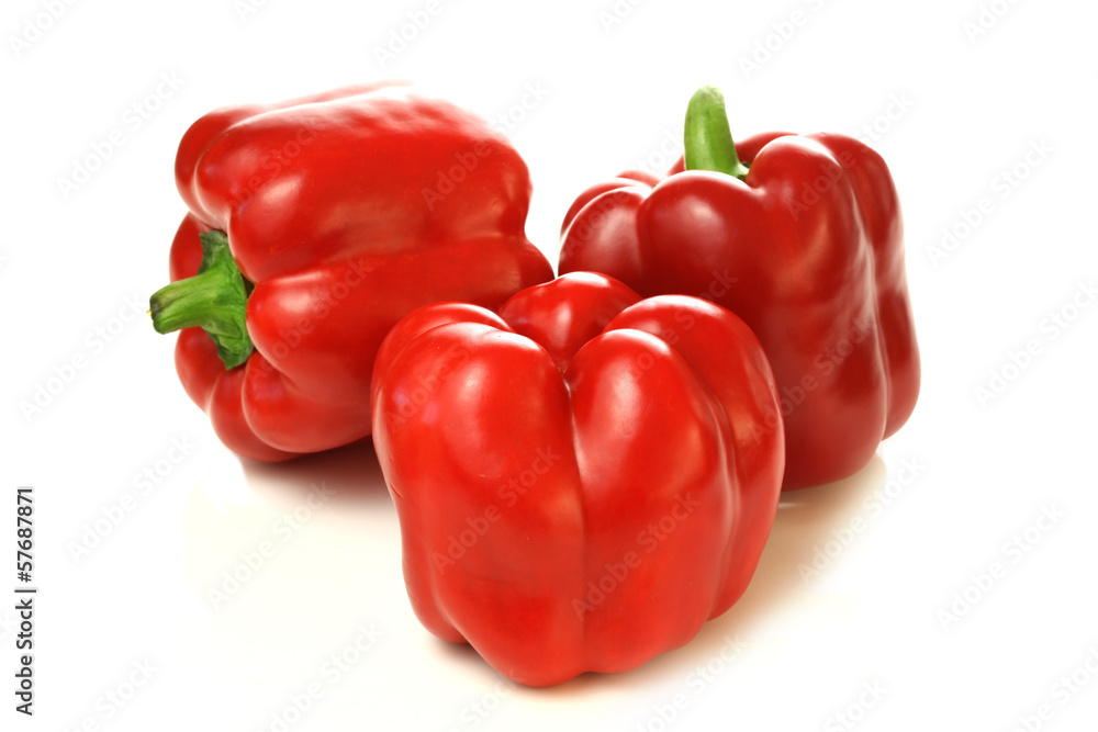 Three red bell peppers Three red bell peppers
