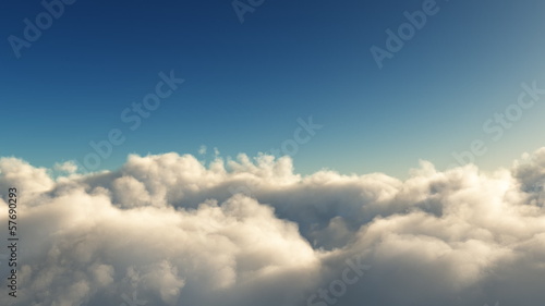 Flying above the clouds. Loop-ready 3d animation