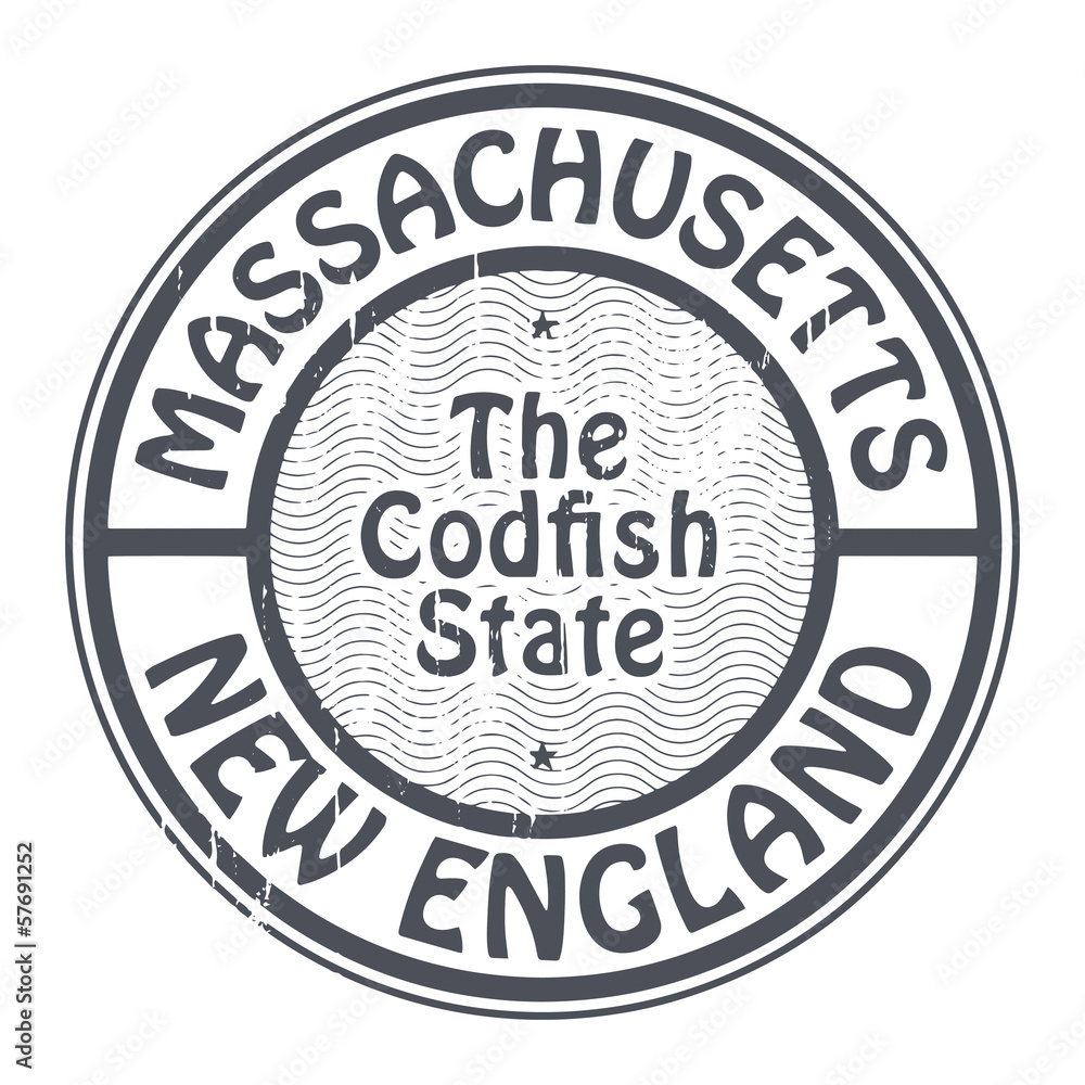 Grunge rubber stamp with name of Massachusetts, New England Stock